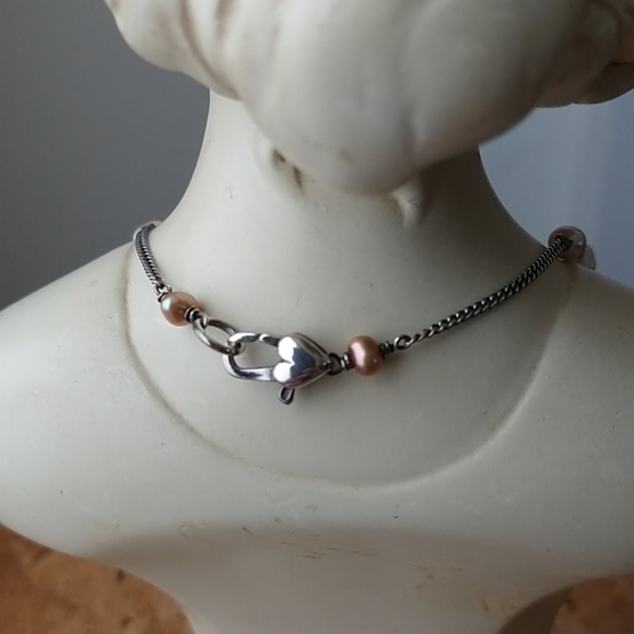 Vintage Sterling Silver Pearl necklace - Picture 3 of 9